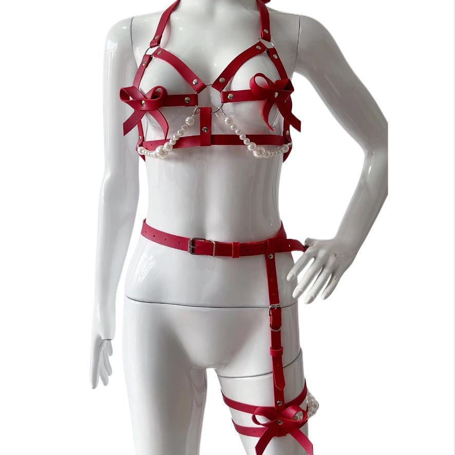 Garter Belt Set - Sexy Leather Harness Women Set Body