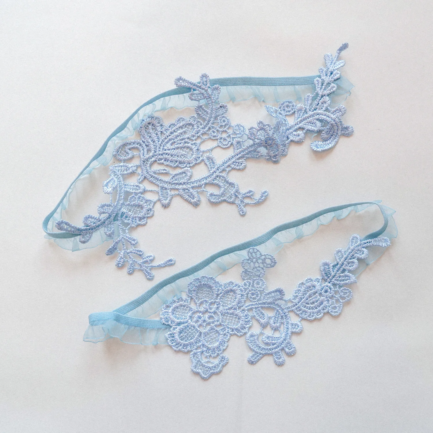 Sky Blue Wedding Garters Set L - Garter Belt Set recension och pris