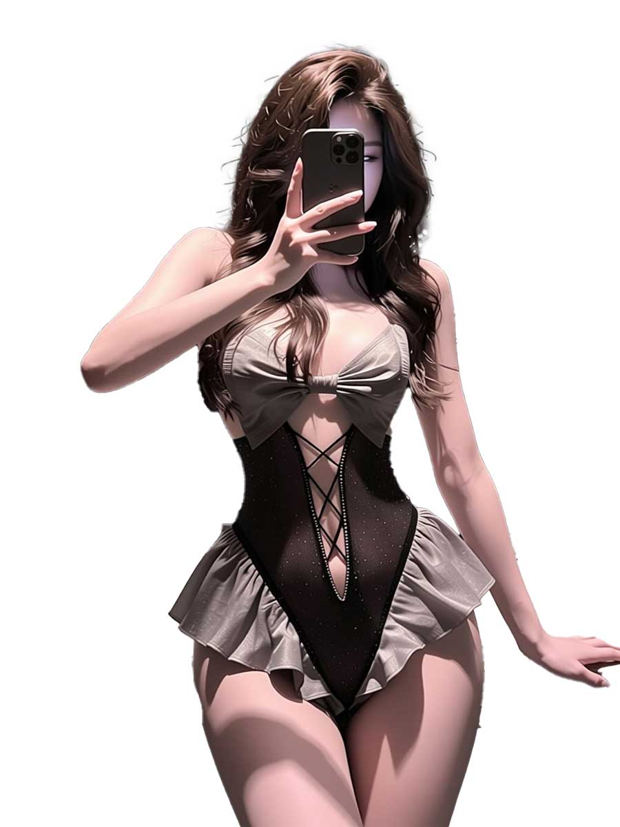 jimiko For Black Gray Ruffle M - Lace Teddy Lingerie recension och pris