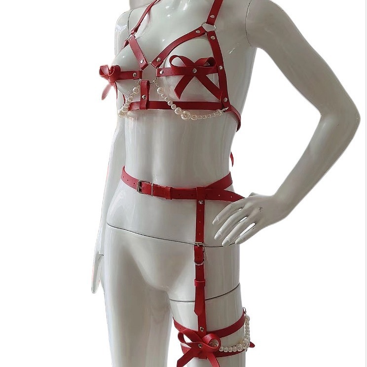 Sexy Leather Harness Women Set - Garter Belt Set recension och pris