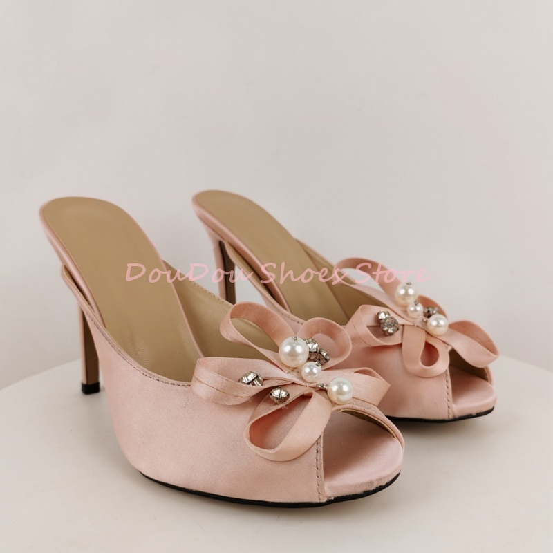 Pink Satin Bow Pearl Rhineston - Slip Dress Satin recension och pris