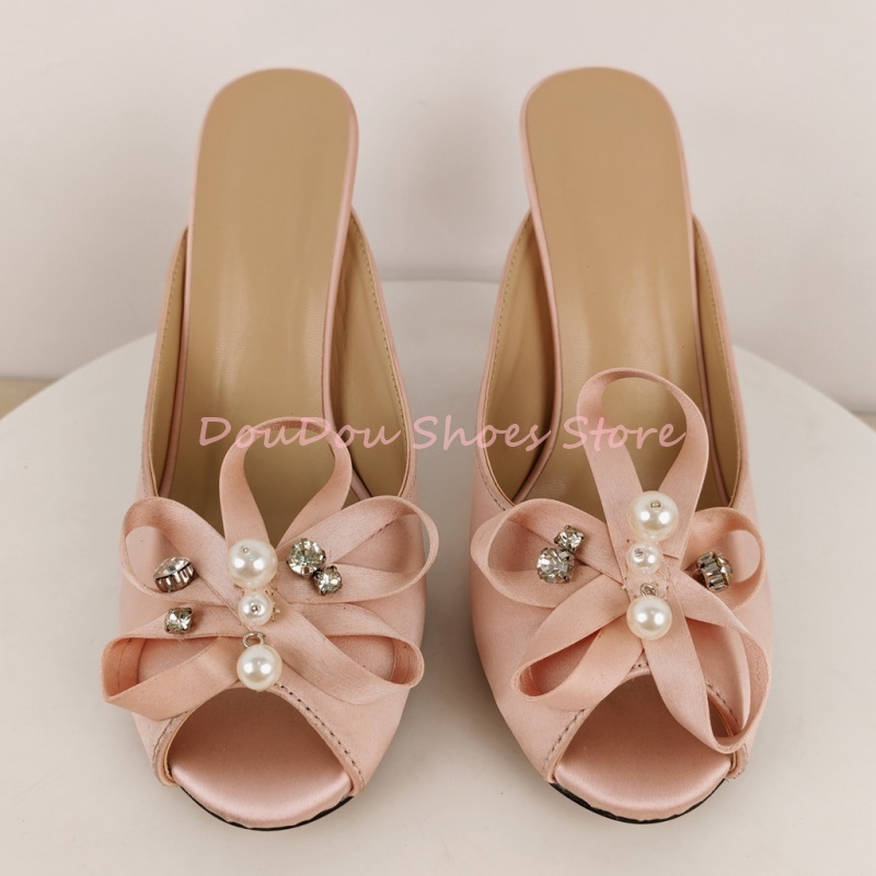 Pink Satin Bow Pearl Rhineston - Slip Dress Satin recension och pris