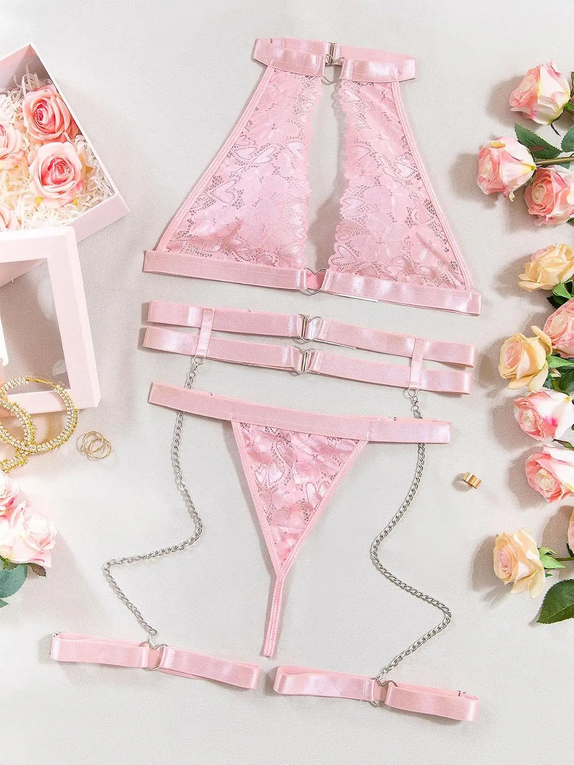 Foxiny Sexy Halter Heart Ring  - Garter Belt Set recension och pris